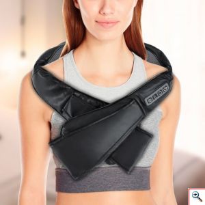 Πανίσχυρη Συσκευή με 16 Κεφαλές Shiatsu Μασάζ για Πόνους στην Πλάτη - Αυχένα - Όλου του Σώματος με Υπέρυθρη Ακτινοβολία σε Μαύρο Χρώμα