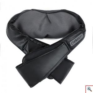 Πανίσχυρη Συσκευή με 16 Κεφαλές Shiatsu Μασάζ για Πόνους στην Πλάτη - Αυχένα - Όλου του Σώματος με Υπέρυθρη Ακτινοβολία σε Μαύρο Χρώμα