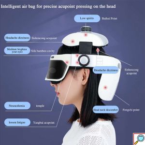 Συσκευή Μασάζ Κεφαλής,Ματιών & Λαιμού Κράνος Με Θερμότητα,Βαθύ Shiatsu,Πίεση Αέρα & Scratcher Κατάλληλο για Πονοκεφάλους,Στρές και Βαθύ Ύπνο