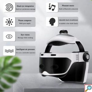 Συσκευή Μασάζ Κεφαλής,Ματιών & Λαιμού Κράνος Με Θερμότητα,Βαθύ Shiatsu,Πίεση Αέρα & Scratcher Κατάλληλο για Πονοκεφάλους,Στρές και Βαθύ Ύπνο