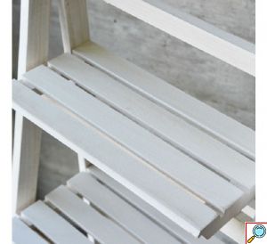 Σκάλα και Ραφιέρα Βιβλιοθήκη σε Χρώματα Λευκό και Καφέ 112x41x33cm ΟΕΜ