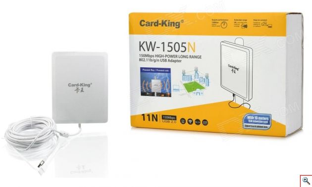 Card King Εξωτερικής Χρήσης Κεραία HIGH POWER 20 dbi - 10m Καλώδιο USB - KW-1505N