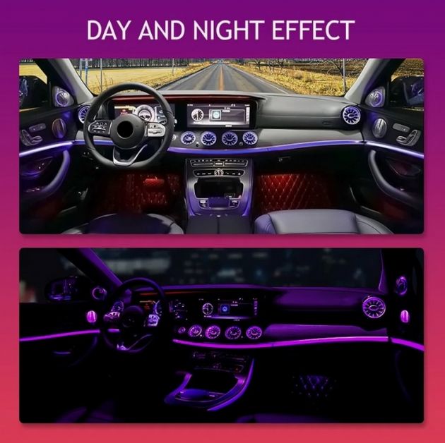 Smart RGB LED Σύστημα Φωτισμού Σαλονιού Αυτοκινήτου - Οπτική Ίνα 6 μέτρα