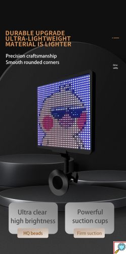 Smart LED Pixel Οθόνη Αυτοκινήτου με Βεντούζα Στήριξης 32x32cm