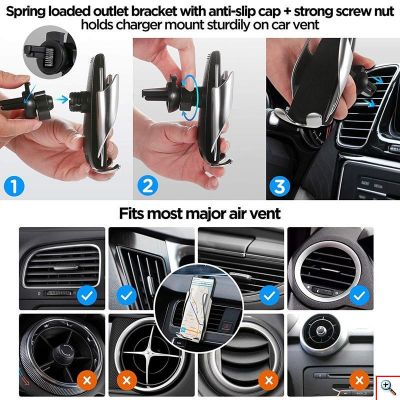 Έξυπνος Ασύρματος Φορτιστής με Αυτόματο Κλιπ & Βάση Στήριξης Τηλεφώνου - Smart Sensor Car Wireless Charger