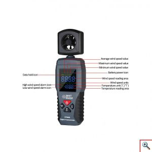 Ψηφιακό Ανεμόμετρο με LCD Οθόνη Smart Sensor