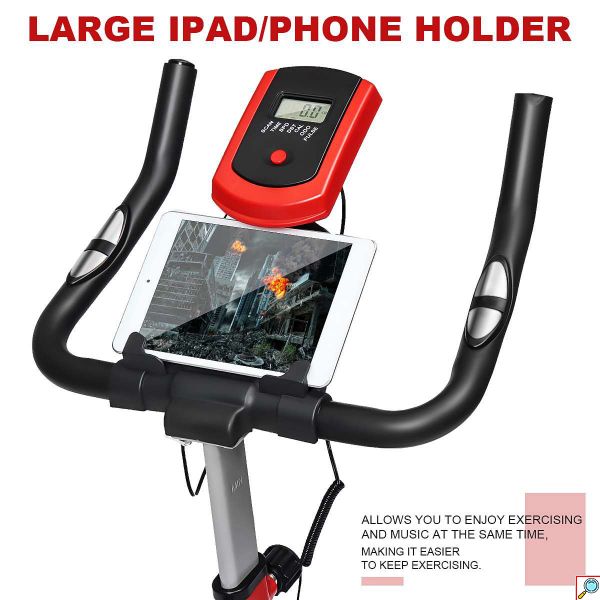 SmartSpinBike Μηχανικό Ποδήλατο Γυμναστικής με Δίσκο 4kg, Ρυθμιζόμενη Αντίσταση, Αισθητήρα Καρδιακών Παλμών, Οθόνη με Μέτρηση Θερμιδών, Απόστασης, Χρόνου, Ταχύτητας