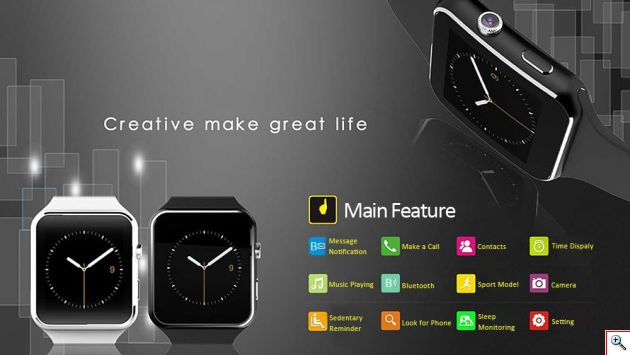 Smart Watch Αφής Κινητό Τηλέφωνο Bluetooth & Handsfree με ελληνικό Μενού, Κάμερα, Facebook, Twitter