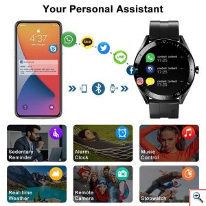 Bluetooth Smart Watch - Έξυπνο Αδιάβροχο Ρολόι με Οθόνη Αφής, Ανέπαφες Πληρωμές, Οξύμετρο, Βηματομετρητή, Θερμιδομετρητή, Πιεσόμετρο, Παρακολούθηση Ύπνου Μαύρο