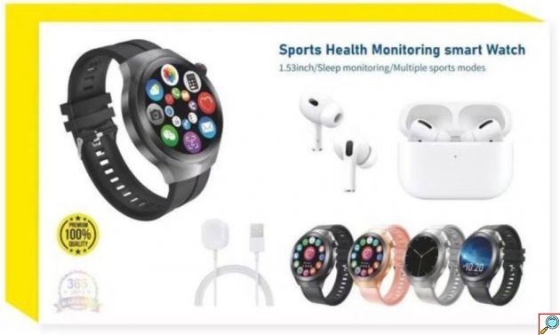 Smartwatch 2-σε-1 με Bluetooth Ακουστικά & Παρακολούθηση Υγείας