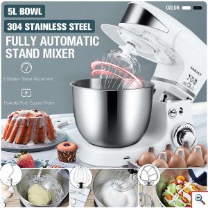 SOKANY® Ισχυρό Μίξερ - Κουζινομηχανή 1000W με Ανοξείδωτο Κάδο 5lt SC 206