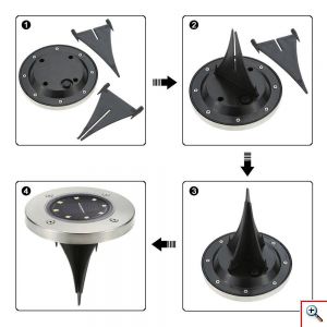 Disk Lights Σετ Ηλιακό Καρφωτό - Χωνευτό Φωτιστικό Led Κήπου με Αισθητήρα Φωτός - 4 Τεμάχια