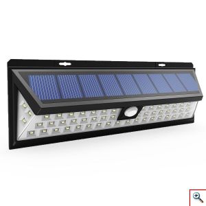 Επιτοίχιος Ηλιακός Solar Ευρυγώνιος Προβολέας 180ᵒ Μοίρες LED με Ανιχνευτή Κίνησης, Αισθητήρα Νυκτός & 2 Λειτουργίες Φωτισμού