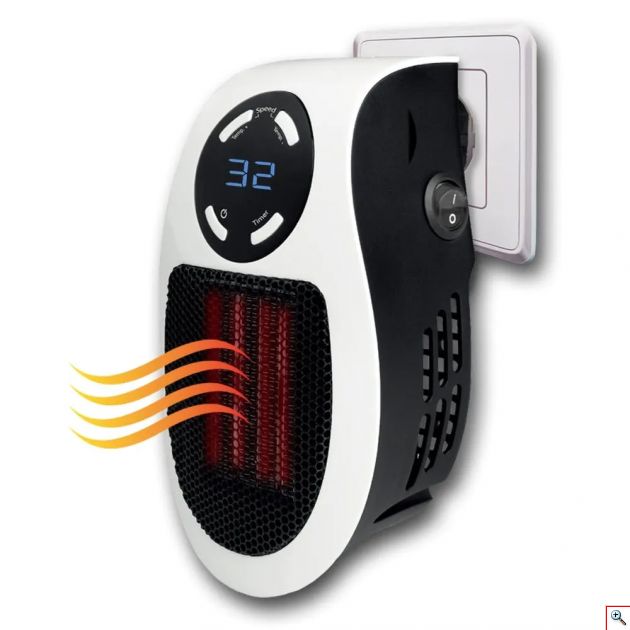 Μίνι Σόμπα Πρίζας - Αερόθερμο 500Watt με Τηλεχειριστήριο, Θερμοστάτη, Χρονοδιακόπτη, Ρυθμιζόμενη Πρίζα & Οθόνη