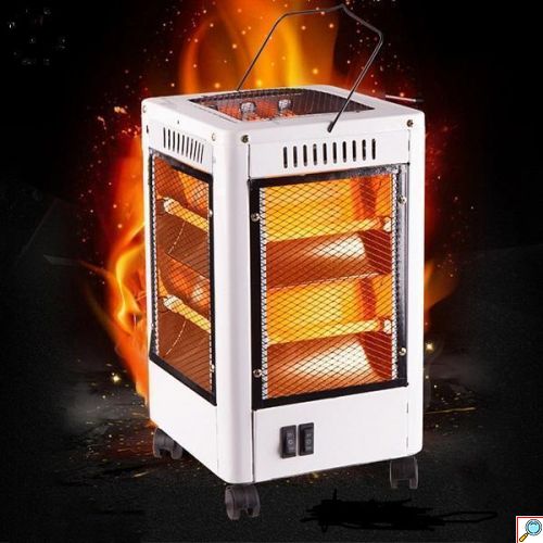 Ηλεκτρική Σόμπα Χαλαζία 2000W Δαπέδου 360 Μοιρών με Θερμοστάτη & Ροδάκια 