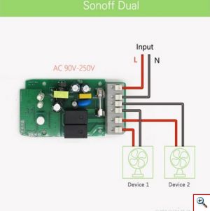 Διπλός Ασύρματος Διακόπτης Sonoff Dual 2-Channel Wifi Για Κινητά IOS/Android 16A