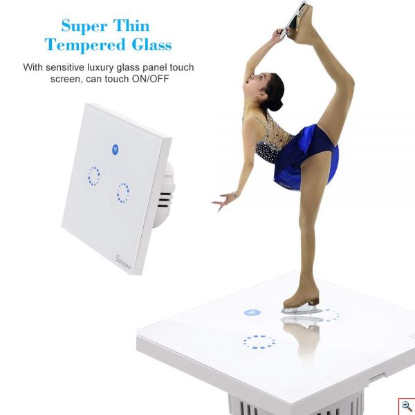 Επιτοίχιος Διπλός Διακόπτης Αφής με Wi Fi - Sonoff Wall Switch T1 EU 2C