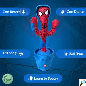 Spiderman Funky Cactus - Επαναφορτιζόμενο USB Παιχνίδι Κάκτος Spiderman που Χορεύει, Τραγουδάει & Μιλάει