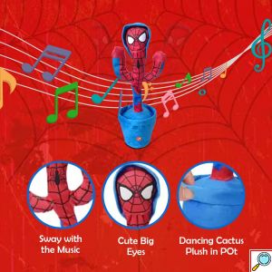 Spiderman Funky Cactus - Επαναφορτιζόμενο USB Παιχνίδι Κάκτος Spiderman που Χορεύει, Τραγουδάει & Μιλάει