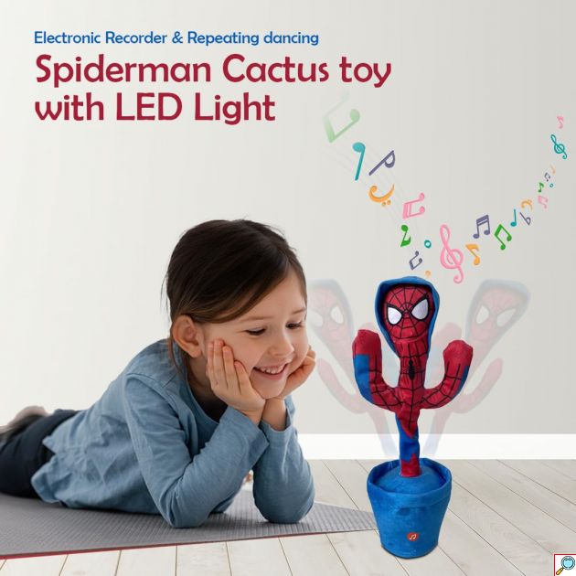 Spiderman Funky Cactus - Επαναφορτιζόμενο USB Παιχνίδι Κάκτος Spiderman που Χορεύει, Τραγουδάει & Μιλάει
