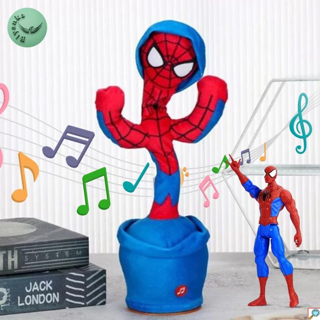 Spiderman Funky Cactus - Επαναφορτιζόμενο USB Παιχνίδι Κάκτος Spiderman που Χορεύει, Τραγουδάει & Μιλάει
