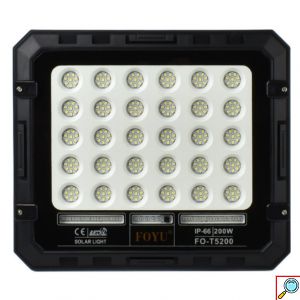 Στεγανός Ηλιακός Προβολέας LED 200W Ψυχρός Λευκός Φωτισμός - 6500K με Τηλεχειριστήριο & Προστασία IP66