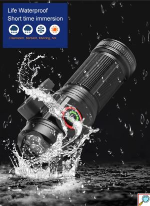 Mini Επαναφορτιζόμενος Φακός Super Bright LED με Λεπίδα Κοπής και 5 Λειτουργίες Φωτισμού