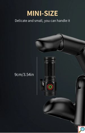 Mini Επαναφορτιζόμενος Φακός Super Bright LED με Λεπίδα Κοπής και 5 Λειτουργίες Φωτισμού