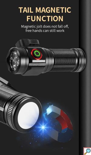 Mini Επαναφορτιζόμενος Φακός Super Bright LED με Λεπίδα Κοπής και 5 Λειτουργίες Φωτισμού