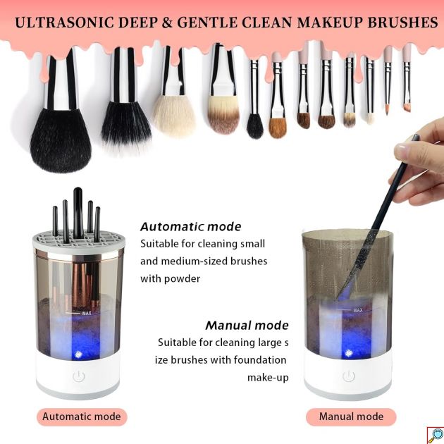 Ηλεκτρική Συσκευή Καθαρισμού Πινέλων Μακιγιάζ με Υπερήχους - Electric Makeup Brush Cleaner