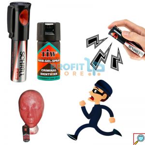 Safe Set Αυτοάμυνας με Εκκωφαντικό Ηχητικό Αποτρεπτικό 110db & Νόμιμο Σπρέυ Βαφής 7 ημερών Farbgel