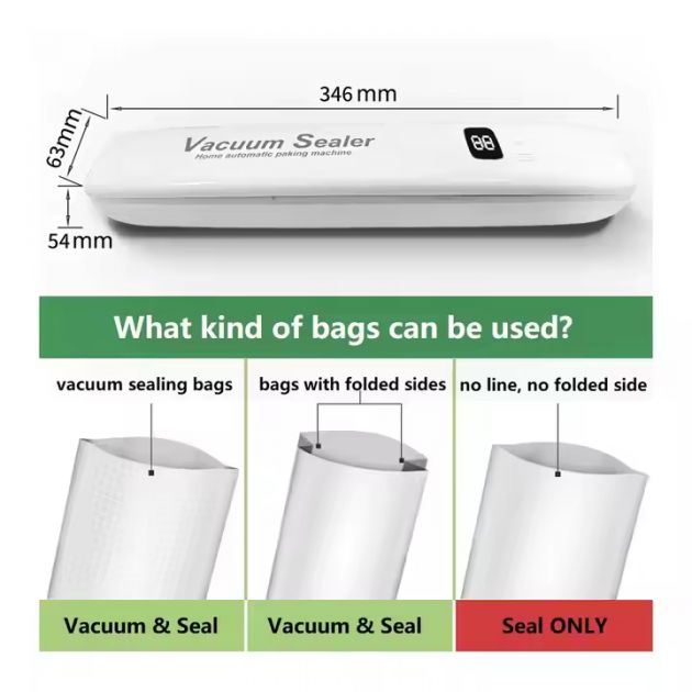 Συσκευή Αεροστεγούς Σφραγίσματος Τροφίμων με Οθόνη - Λευκό Χρώμα