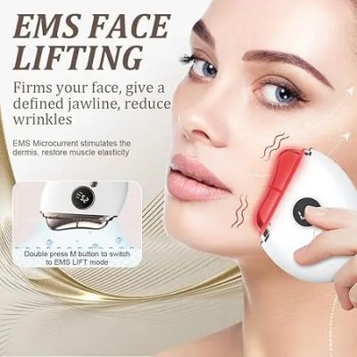Συσκευή Gua Sha Προσώπου με EMS Δόνηση, Θερμότητα και Φωτοθεραπεία 3 Χρωμάτων
