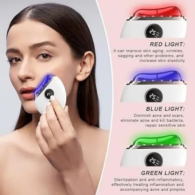 Συσκευή Gua Sha Προσώπου με EMS Δόνηση, Θερμότητα και Φωτοθεραπεία 3 Χρωμάτων