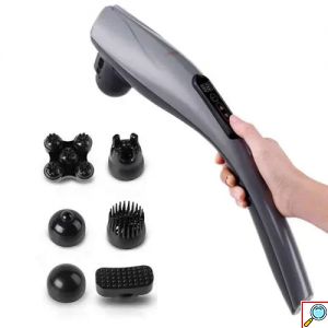 Συσκευή Μασάζ για το Σώμα με Ρυθμιζόμενη Ένταση, Αθόρυβη Λειτουργία και Διαφορετικές Κεφαλές Γκρι