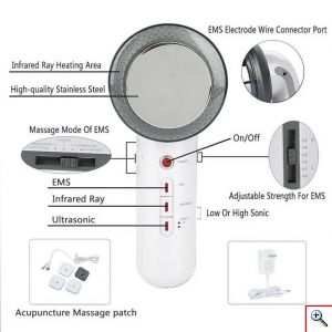 Συσκευή Αδυνατίσματος Ηλεκτρομυϊκής Διέγερσης EMS Υπερήχων & Υπέρυθρης Ενέργειας 3 σε 1 - Weight Loss Ηλεκτροδιέγερσης