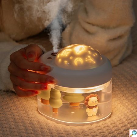 Επαναφορτιζόμενος Υγραντήρας Υπερήχων - Συσκευή Αρωματοθεραπείας με Περιστρεφόμενο Προτζέκτορα & Φωτάκι Νυκτός 500ml 