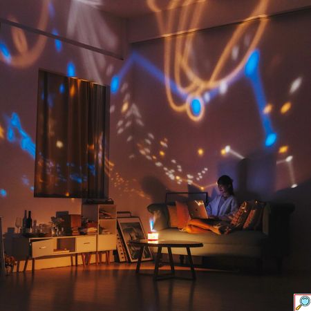 Επαναφορτιζόμενος Υγραντήρας Υπερήχων - Συσκευή Αρωματοθεραπείας με Περιστρεφόμενο Προτζέκτορα & Φωτάκι Νυκτός 500ml 