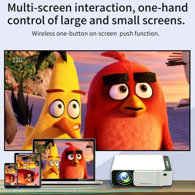 T5 Mini Φορητός Προτζέκτορας LED - Home Theater - HD 1080P 2500lm με Τηλεχειριστήριο