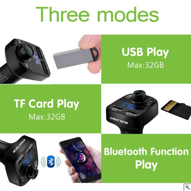 Bluetooth USB, SD MP3 Player & Φορτιστής 2x USB 1 & 2A Αυτοκινήτου - Car FM Transmitter