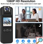 TANGMI Μίνι Κάμερα με Καταγραφή Ήχου και Εικόνας 1080p HD - Περιστρεφόμενος Φακός 180 Μοίρες, Οθόνη LED, Νυχτερινή Λήψη και Συναγερμό