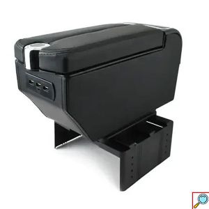 PERVOI Κονσόλα Χειροφρένου από Δερματίνη & 3πλός Φορτιστής USB με Ποτηροθήκη & Τασάκι Universal - Τεμπέλης Αυτοκινήτου Μαύρο