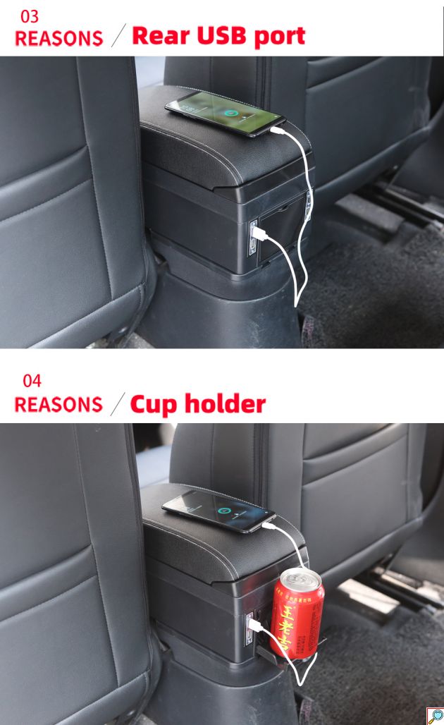 Πτυσσόμενη Κονσόλα Χειρόφρενου & 6πλός Φορτιστής USB με Ποτηροθήκη & Τασάκι Universal - Τεμπέλης Αυτοκινήτου Μαύρο