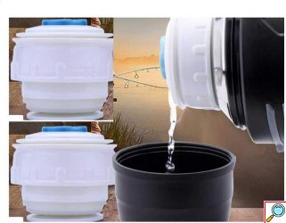 Θερμός με Ποτήρι & Ιμάντα Μεταφοράς 1.2L - Χρυσό Ανοξείδωτο