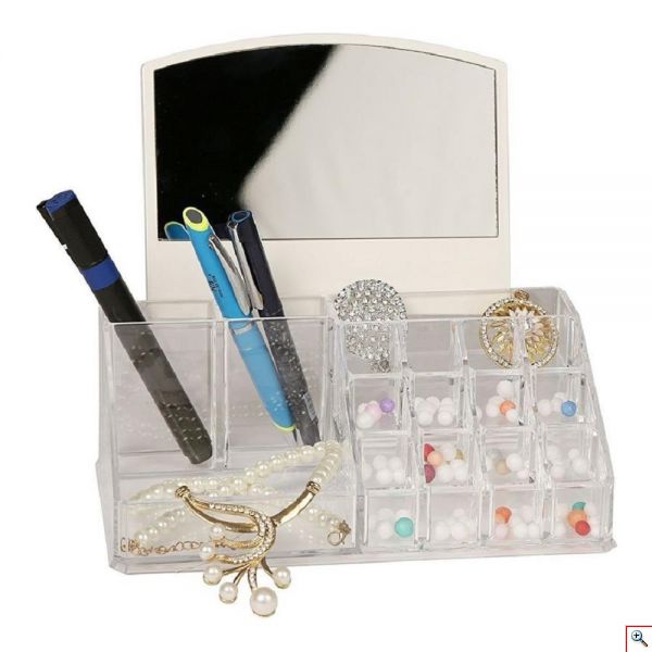 Διάφανη Θήκη Καλλυντικών - Κοσμημάτων με Καθρέφτη - Cosmetic Mirror Makeup Organizer 