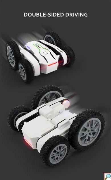 Τηλεκατευθυνόμενο Αυτοκίνητο 4x4 για Ακροβατικά με Τηλεκοντρόλ - Off Road Φωτισμό LED Andowl Stunt Car Λευκό 