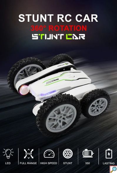 Τηλεκατευθυνόμενο Αυτοκίνητο 4x4 για Ακροβατικά με Τηλεκοντρόλ - Off Road Φωτισμό LED Andowl Stunt Car Λευκό 