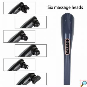 Συσκευή Μασάζ για το Σώμα με Ρυθμιζόμενη Ένταση, Αθόρυβη Λειτουργία και Διαφορετικές Κεφαλές Γκρι