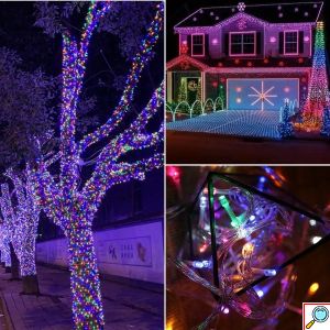 Χριστουγεννιάτικα Ηλιακά Λαμπάκια 500 LED 25m Πολύχρωμου Φωτισμού – Εξωτερική Διακόσμηση με Ηλιακό Πάνελ