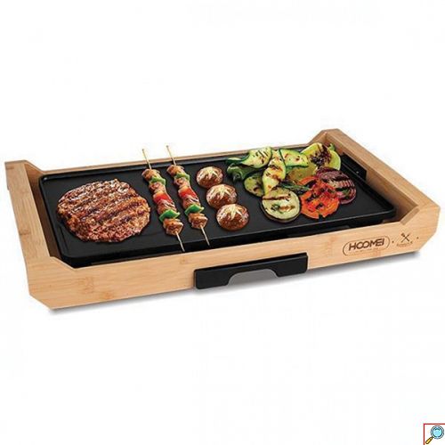 Teppanyaki Αντικολλητική Πλάκα Ψησίματος-Γκριλιέρα με Minimal Σχεδιασμό, Ρυθμιζόμενο Θερμοστάτη και Σχάρα Hoomei 2200W 51.5x28.5εκ.